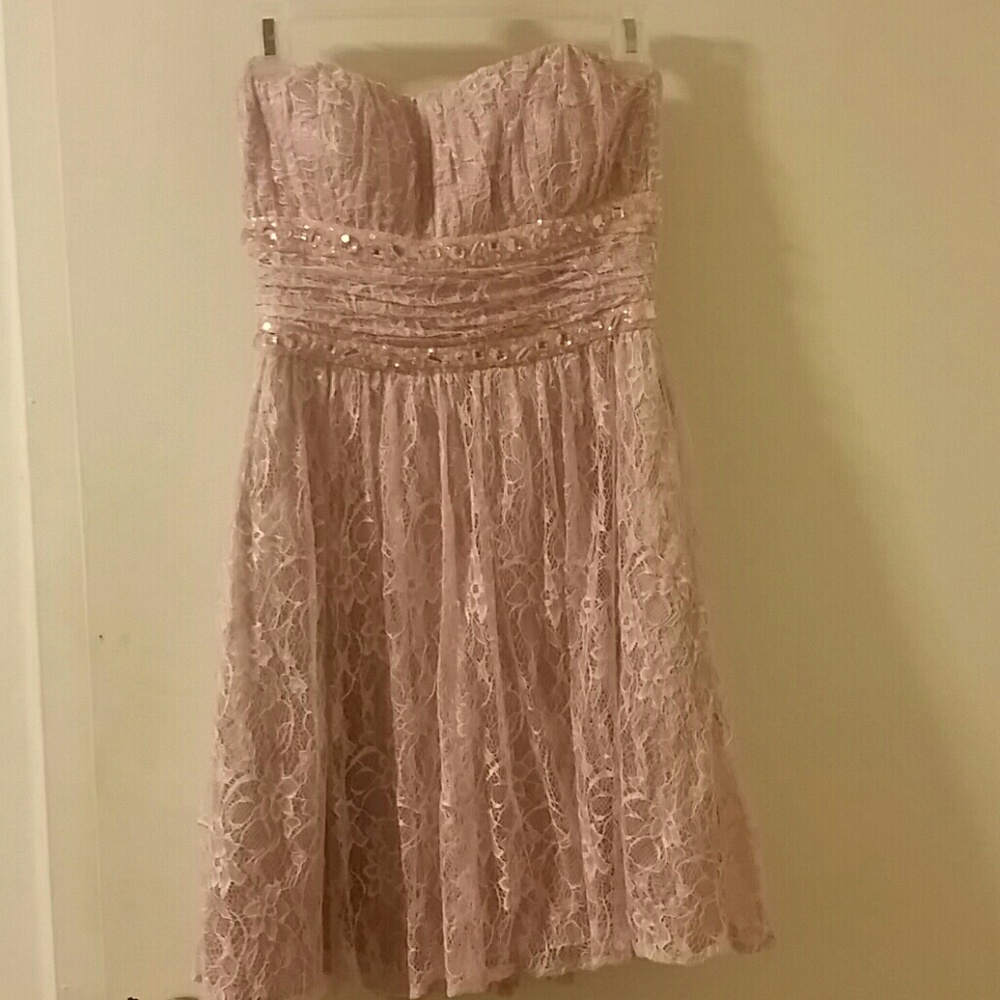 Morgan & co. Blush pink jeweled cocktail dress